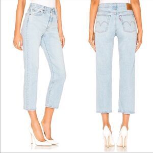 LEVI’S High Rise Wedgie Straight Denim Jeans Button Fly Light Blue 25